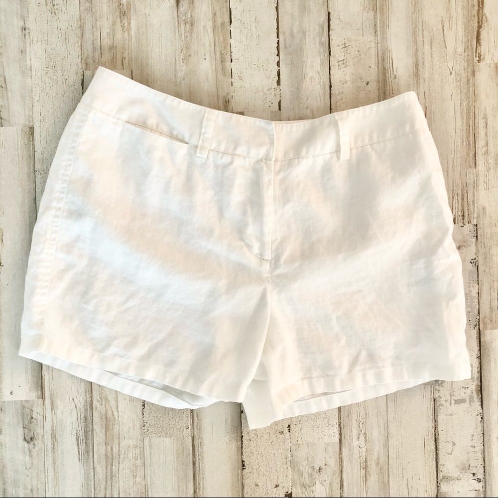 J. McLaughlin Shorts 100% Linen White Lightweight